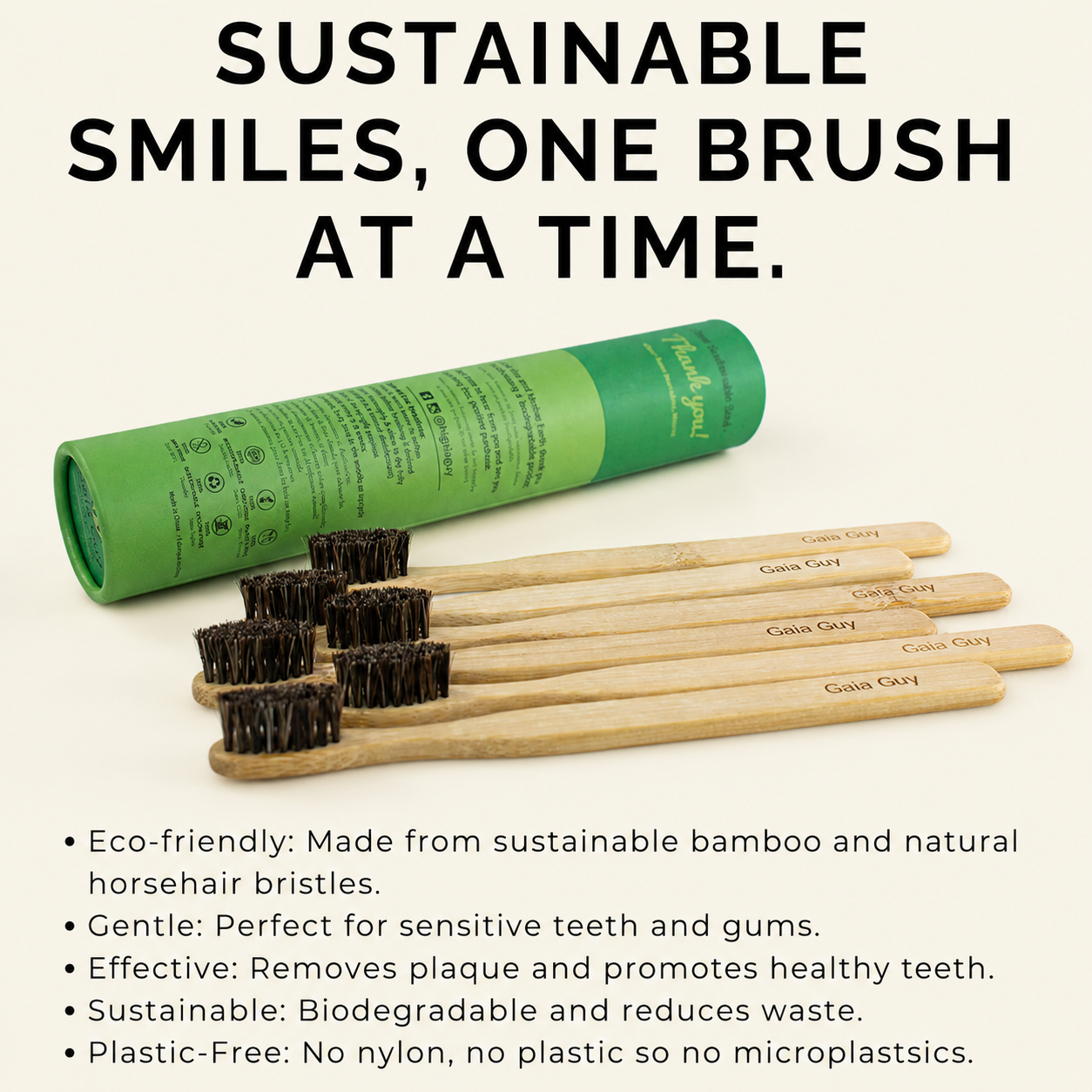 Horse Hair Tooth Brush 6 Pack - Gaia Guy